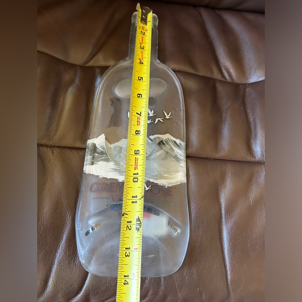 Grey Goose bottle melted and flattened for display w/hook or cutting board. NWOT